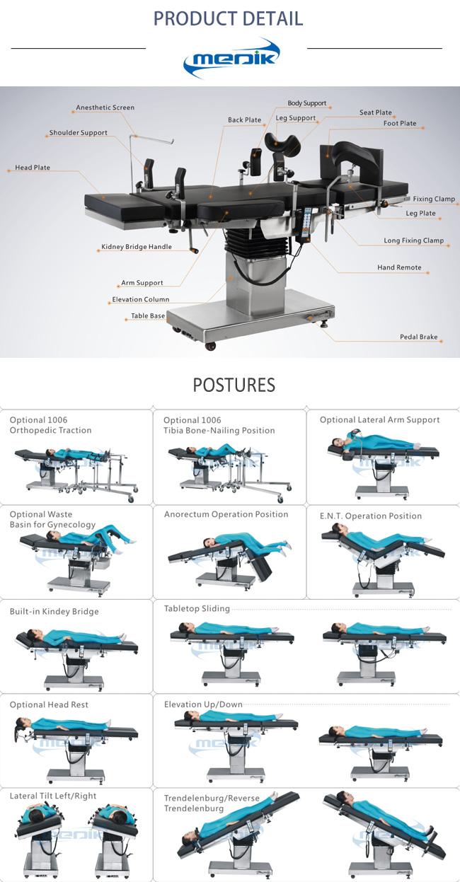 Tilting Function Electric Surgical Operation Tables Xray Transparent